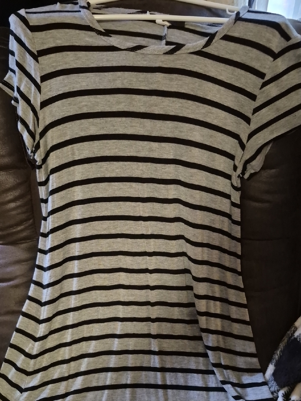 American City Wear Grey and Black Striped Short Sleeve Tee